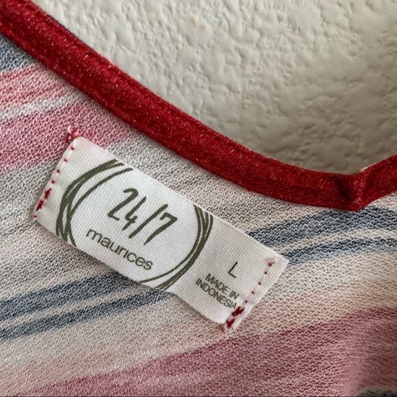 Maurices 24/7 Striped Retro Vibe Strappy Front Top Large - Picture 4 of 9